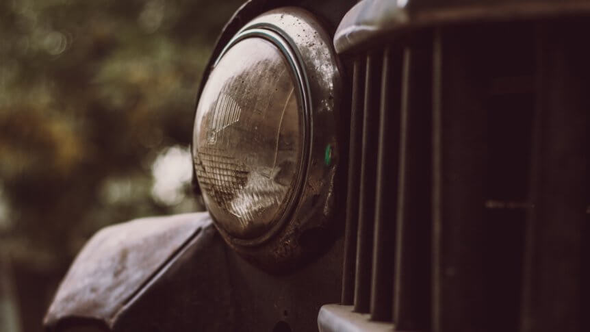 Picture of old car headlight
